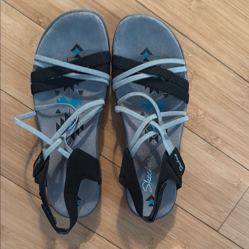 Skechers Black and Gray Sport Sandals with Adjustable Straps
